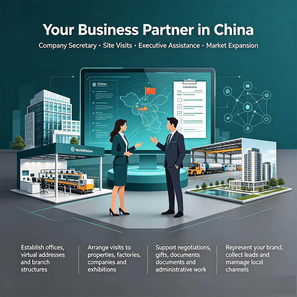The CAXWAY platform provides services to global customers in China: Corporate secretarial services: office, virtual office, branch office, and secretarial services.