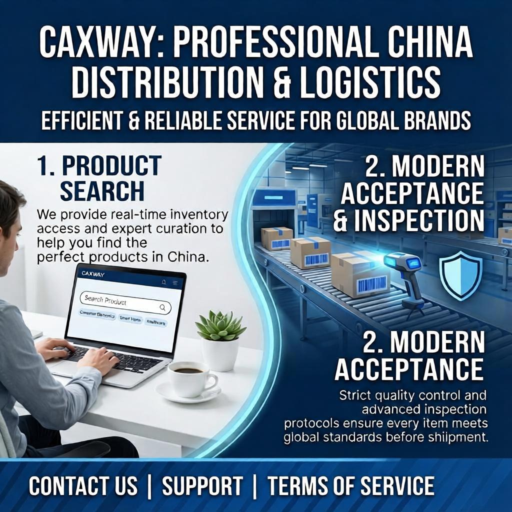 The CAXWAY platform provides global customers in China with: product purchasing assistance: search and purchasing assistance, product acceptance assistance, and inspection submission;